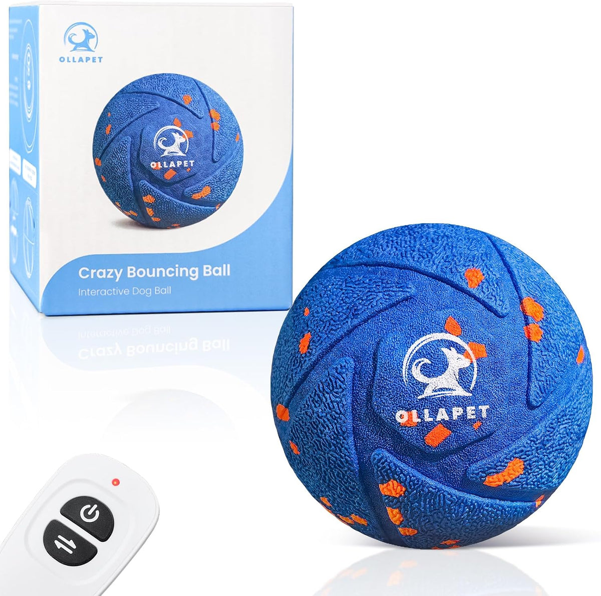 Smart Interactive Dog Toys - Auto Bouncing & Rolling Ball, 3 Interactive Modes, Chew-Resistant E-TPU Material, IPX7 Waterproof, Smart Chase Pet Toy Ball for Medium and Large Dogs - Blue