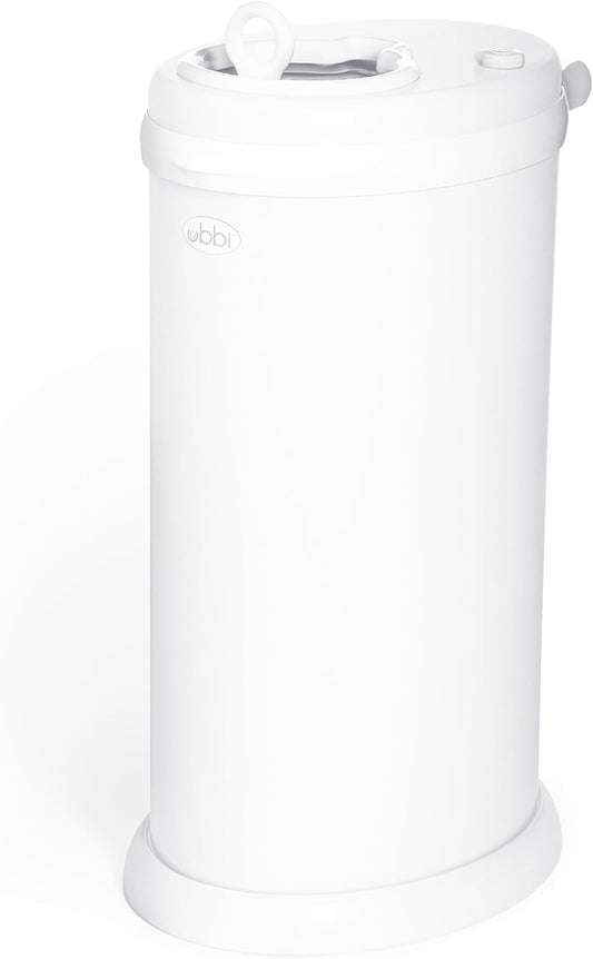 Ubbi Stainless Steel Diaper Pail, No Special Bags, Odor-Locking, White