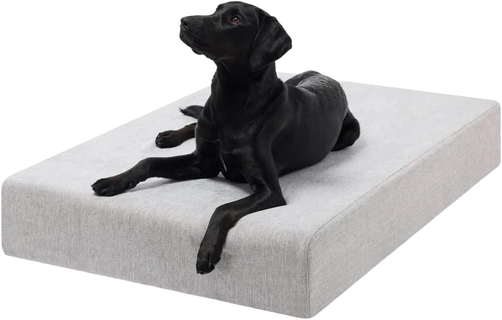 Barker Beds Large Orthopedic Dog Bed - 7" Memory Foam Mattress - 50-70 Lbs - Joint Pain & Arthritis Support - Washable Cover - 48"X30"X7" - Stormcloud Linen
