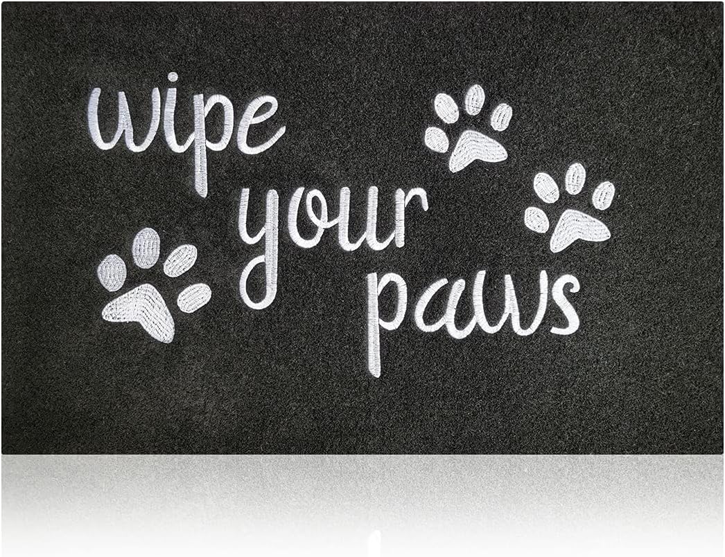Large Outdoor Front Door Mat Wipe Your Paws Doormat inside outside Mats Entryway Welcome Mats Non Slip Rubber Backing Funny Indoor Door Mats Dog Mat for Porch, Black 36 X 24 Inch