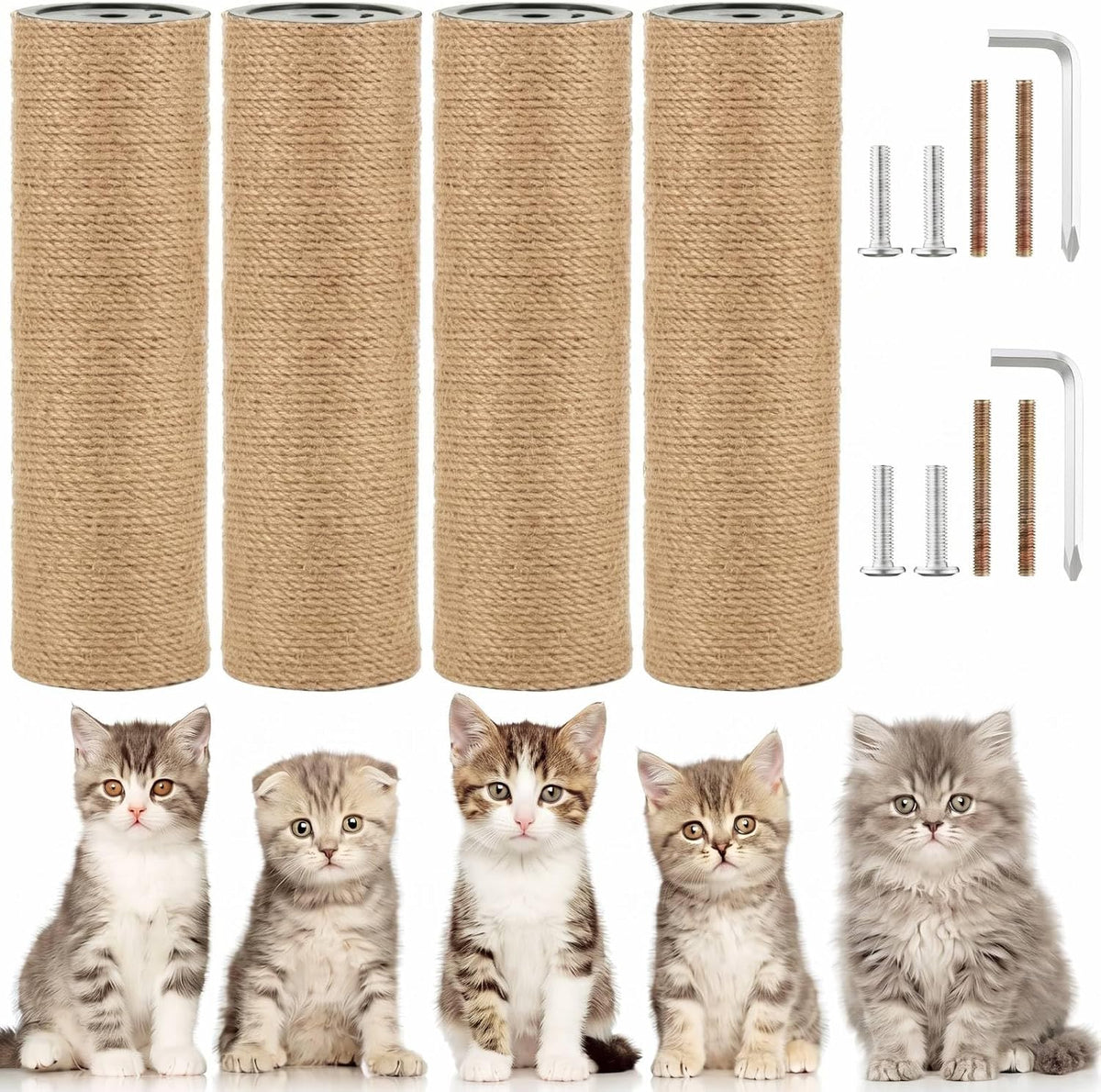 4 Pcs M8 Cat Scratching Post Replacement 11.8X3.5'' Sisal Pole