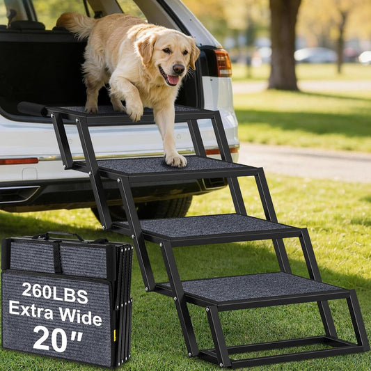 URPOWER Dog Stairs for Large Dogs Extra Wide 20" with 5-Step Dog Ramp Steps