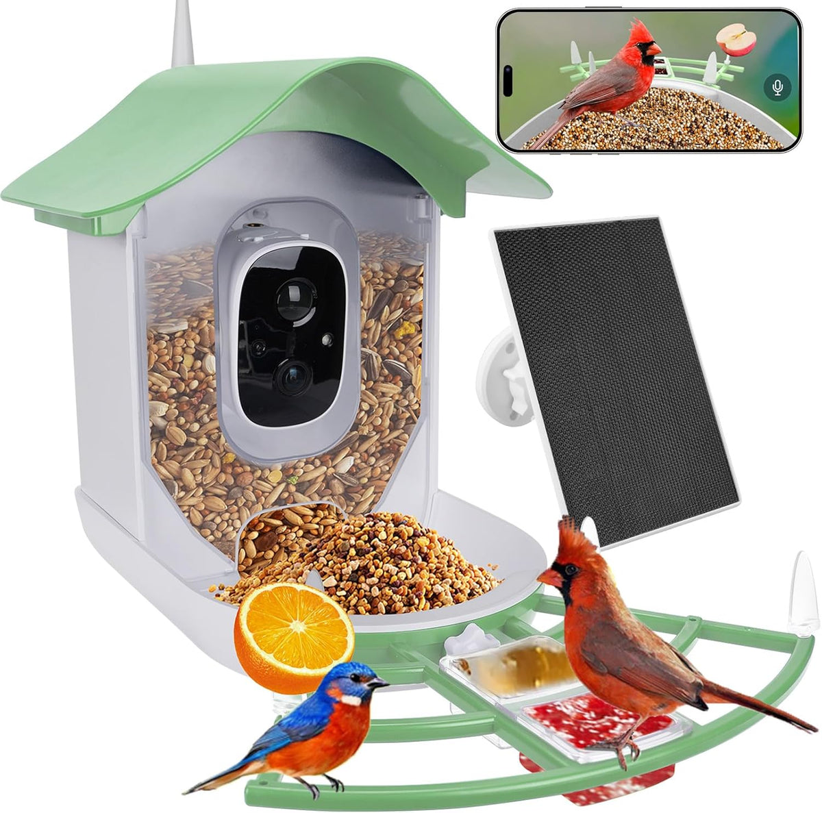 Bird Feeder with Camera Solar,2K HD Live Video Outdoors,Smart AI Identify