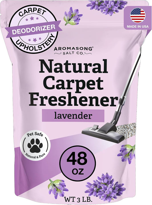 Aromasong Carpet Deodorizer Powder- 100% Natural Lavender Carpet Freshener - Safe for Pets - Upholstery Deodorizer - Effective Pet Odor Eliminator for Strong Odor & Pet Urine - 3 Lb