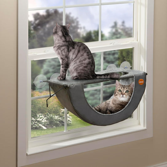 K&H Cat Window Perch, EZ Mount Double Cat Window Hammock, Holds 50 Lbs