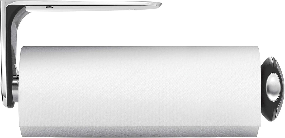 Simplehuman Wall Mount Paper Towel Holder, Under-Cabinet or Wall Mounted Rack, Horizontal or Vertical Install, One-Handed Tear with Tension Spring, Quick-Release Knob, Brushed Stainless Steel