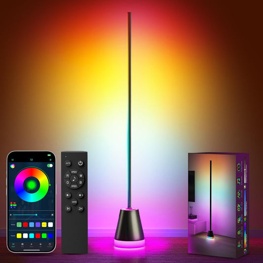 Keepsmile Smart RGB LED Corner Floor Lamp,172 Leds Bright Standing Lamps for Living Room with APP and Remote,Modern Floor Lamp with Music Sync and 16 Million Colors, Ambient Lighting for Bedroom