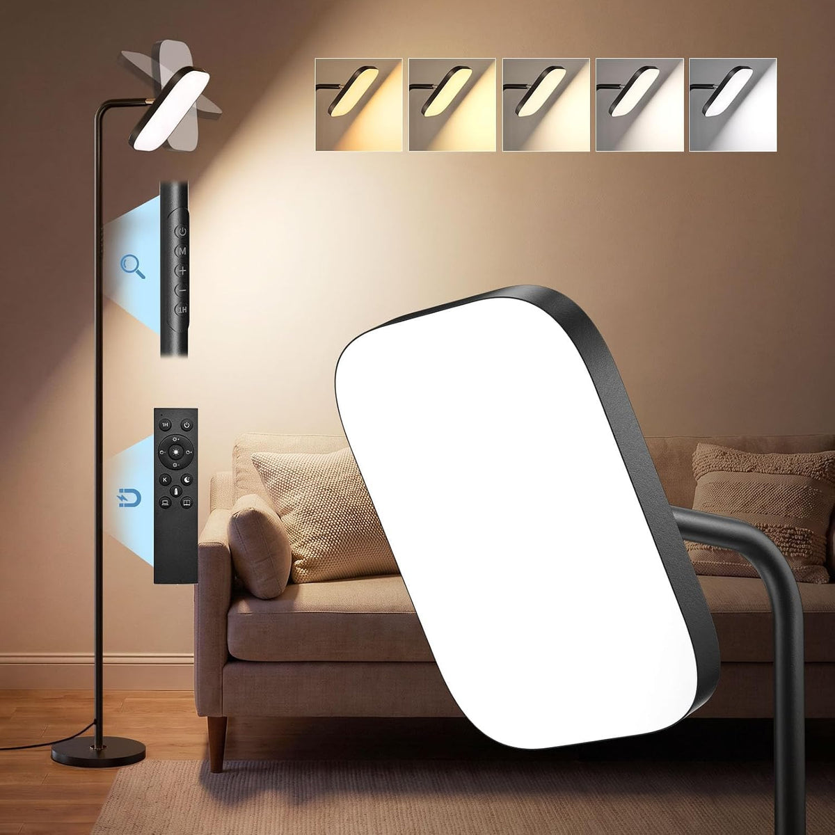 JACKYLED 36W 3200LM LED Floor Lamp, Standing Lamp for Living Room & Bedroom