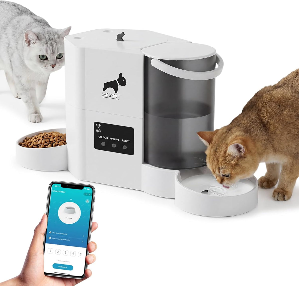 Automatic Cat Feeder 2-In-1 Cat Feeder and Gravity-Fed Water System