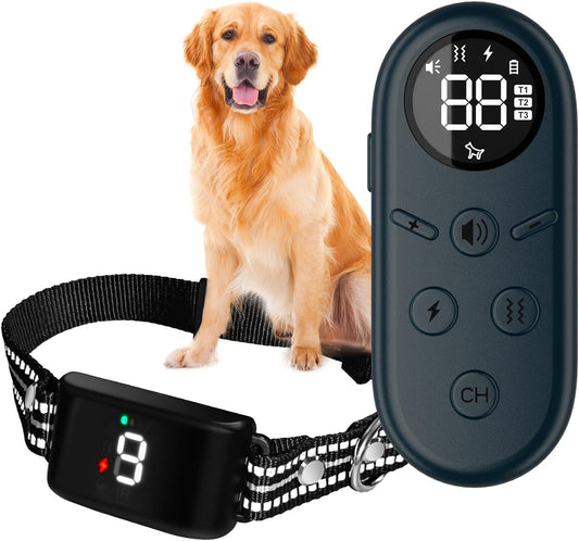 Small Dog Training Collar with Remote, 3 Modes Shock Collar for Dogs 5-30Lbs, 1300Ft Range, Waterproof, Rechargeable, Lightweight No-Bark Collar for Puppies & Small Breed Obedience (Black)