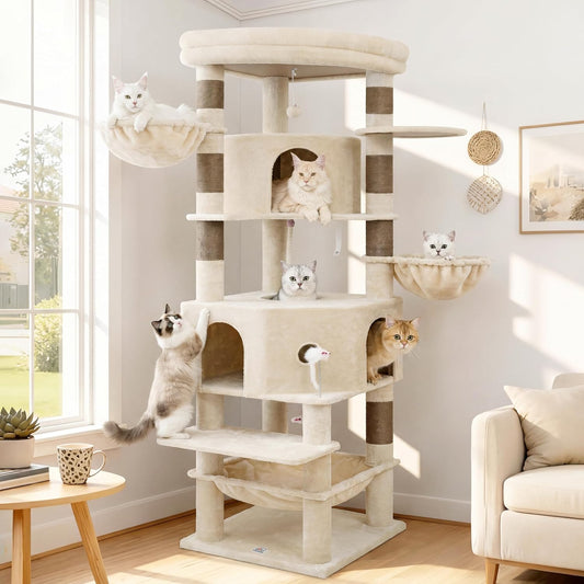 Cat Tree, 81.1" Skyward Corner Cat Tower for Large Cats VCT031W