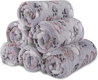 BVAGSS 6 Pack Small Dog Blanket, Super Soft Warm Pet Cover Blankets, Paw Print Puppy Fleece Flannel Blanket for Small Medium Dogs and Cats MW003