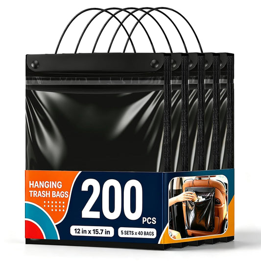 50 Pcs Disposable Car Trash Bags – Leakproof & Odor Seal - 2 Gallon Alternative to Car Trash Can – Hanging from Headrest/Easy Stick-On Trash Can for Car, Truck, SUV, RV, Travel & Ride-Share
