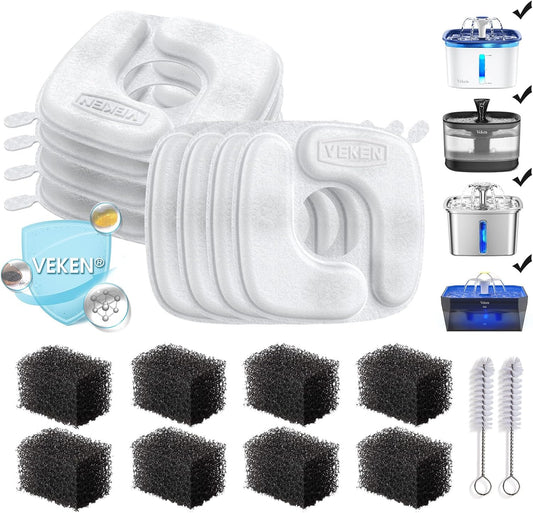 Veken Cat Water Fountain Filters, F1 Series, 8 Pack Replacement Filters