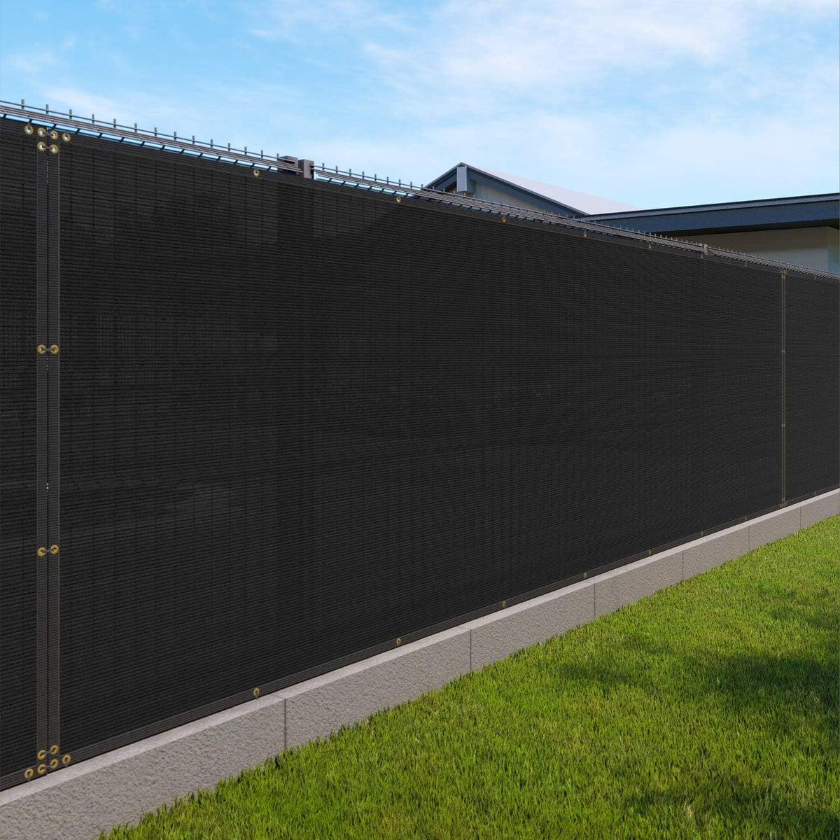 Windscreen4Less 6'X50' Privacy Fence Screen Heavy Duty Windscreen Fencing Mesh Fabric Shade Net Cover for Outdoor Wall Garden Yard Pool Deck Black