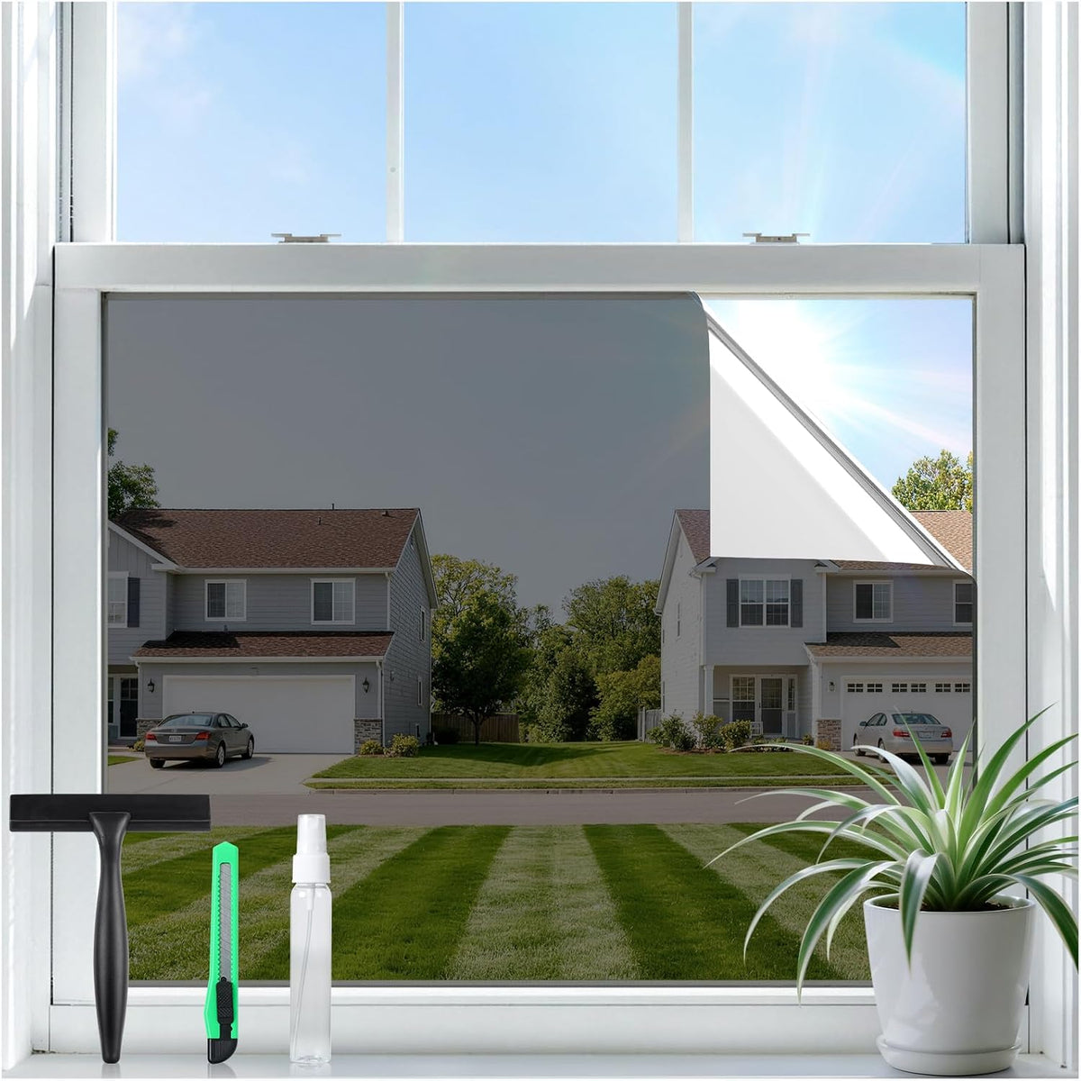 Rabbitgoo Window Privacy Film, Black Silver, 17.5" X 78.7"