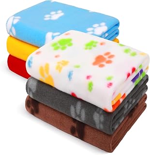 LINENLUX Fleece Dog Blankets 6-Pack, Soft Stretchy for Small Medium Puppy