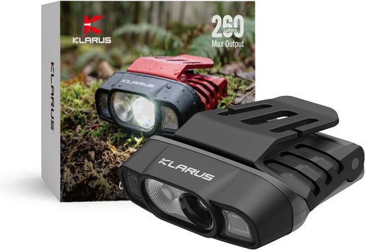 Klarus HC3 PRO Clip on Hat Light - 1.4Oz Ultralight, 260LM, Motion Sensor & Red Light - Rechargeable LED Headlamp Cap Light with Headband, IPX6 Waterproof for Camping Fishing Running Work