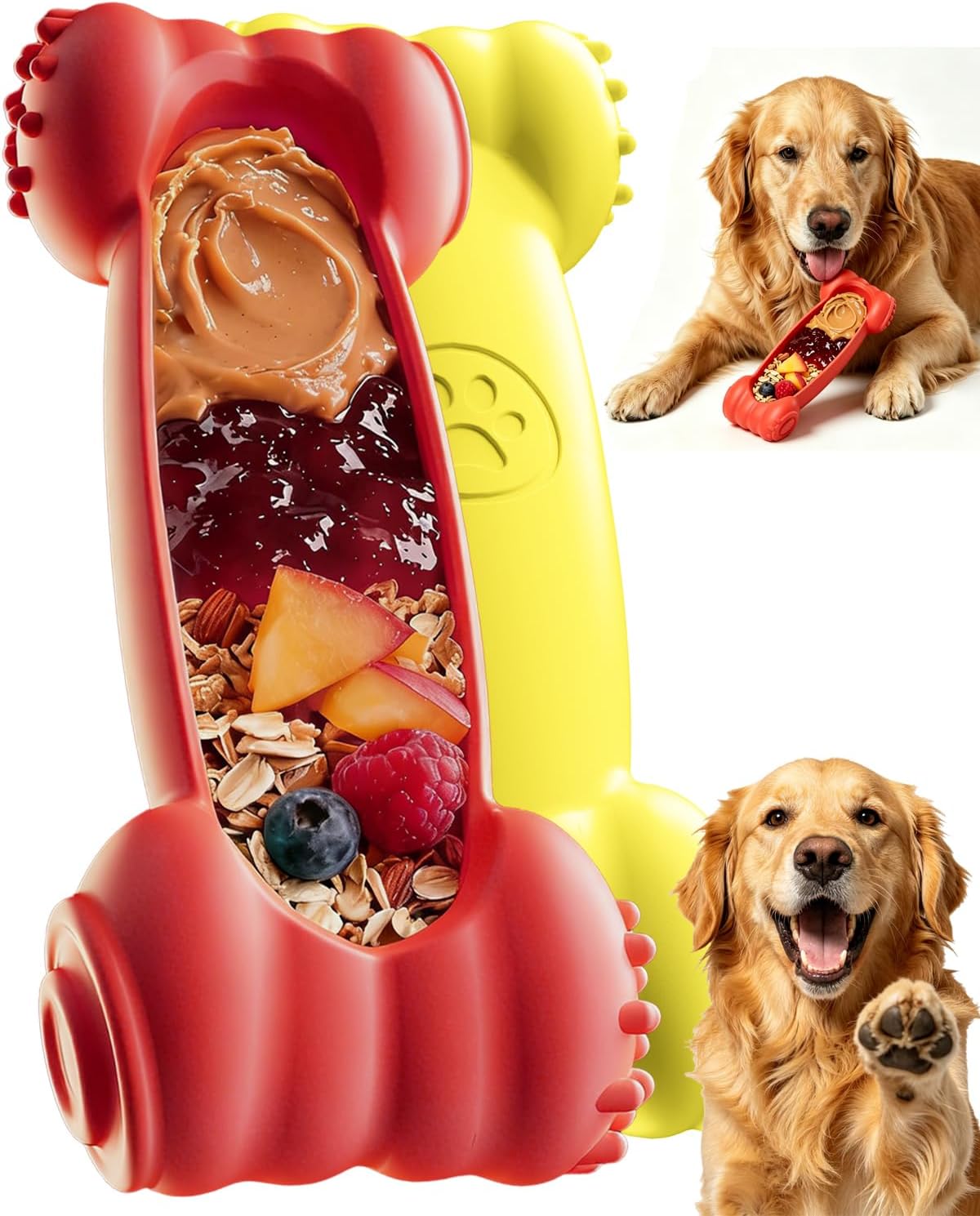 2-Pack Dog Toys Freeze Lick Bones Indestructible Dog Toys for Aggressive Chewers, Freezeable Slow Feeder for Teething Dental Care Toy Relief to Small/Medium Breeds Dog Bone Keep Busy