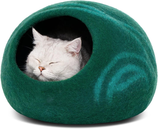 Meowfia Indoor Cat Tunnel with Donut Bed - Large Flexible Play Space for Multiple Pets - Circle or Snake Shape, Cozy Lounge (Azure Check)