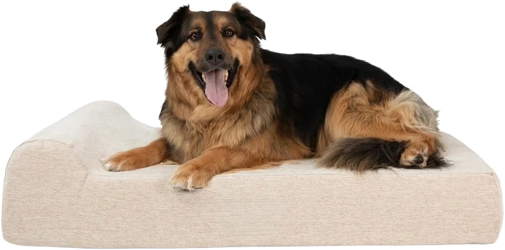 CWAWZ Extra Large Dog Bed, Orthopedic Dog Beds with Cooling Gel Memory Foam, Waterproof XL Pet Bed with Removable Washable Cover, 42" Pet Sofa Couch Dutch Velvet with Bone Toy, Brown