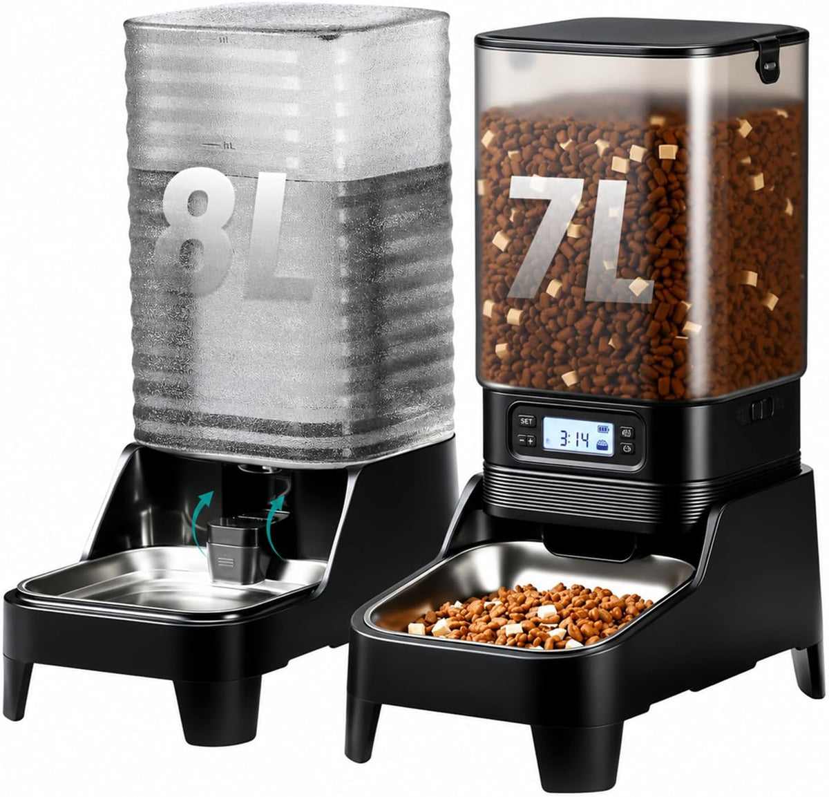 Marchul 15L Automatic Cat Feeder and Water Dispenser, Programmable Feeder