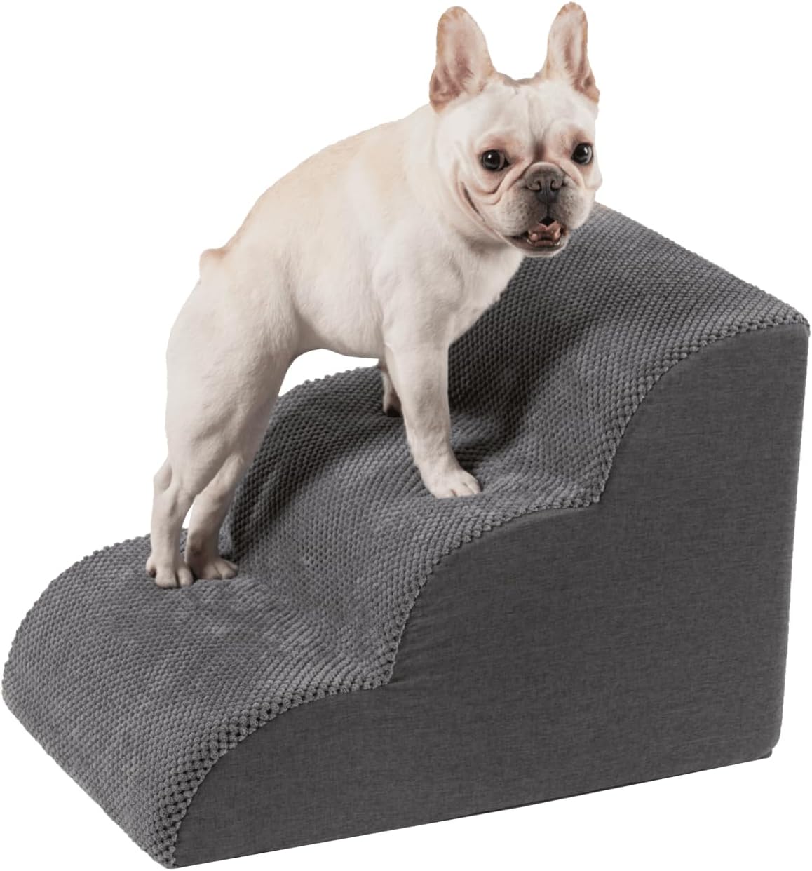 Pet Stairs for High Beds Small & Large Dogs & Cats – High-Density Foam Steps with Removable, Machine-Washable Cover – Lightweight, Portable Dog and Cat Staircase for Beds, Couches, and Sofas, 3 Tier