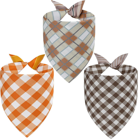 Fall Dog Bandanas Large 3PCS, Thanksgiving Scarf for Boy and Girl