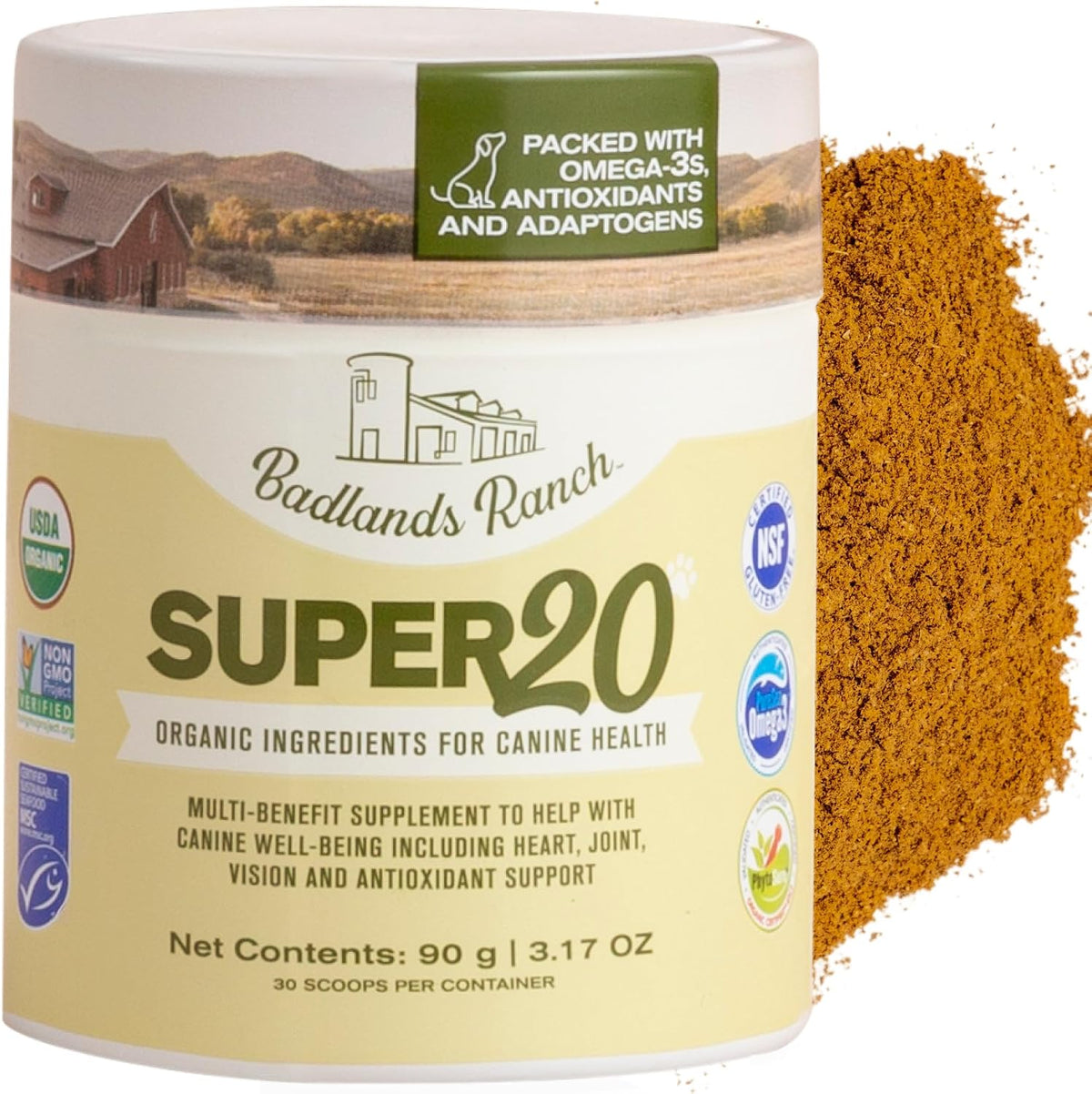 Badlands Ranch Super20 Multi-Benefit Supplement for Dogs, 30 Scoops