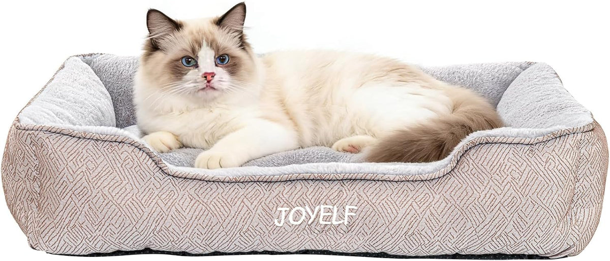 JOYELF Rectangle Dog Bed Calming Pet Bed, anti Anxiety Cat Bed & Sofa, Cute Plush Pet Bed for Small Dog and Cat- Small(Upgraded Version)