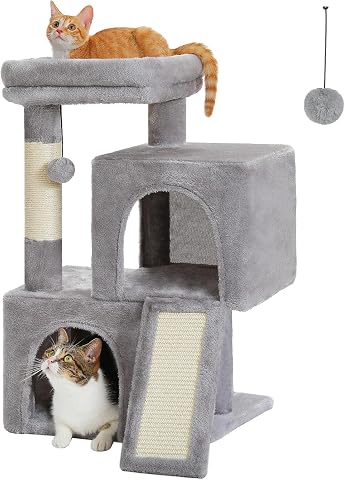 PAWZ Road 30" Cat Tower, Small Cat Tree with 2 Condos for Indoor Cats