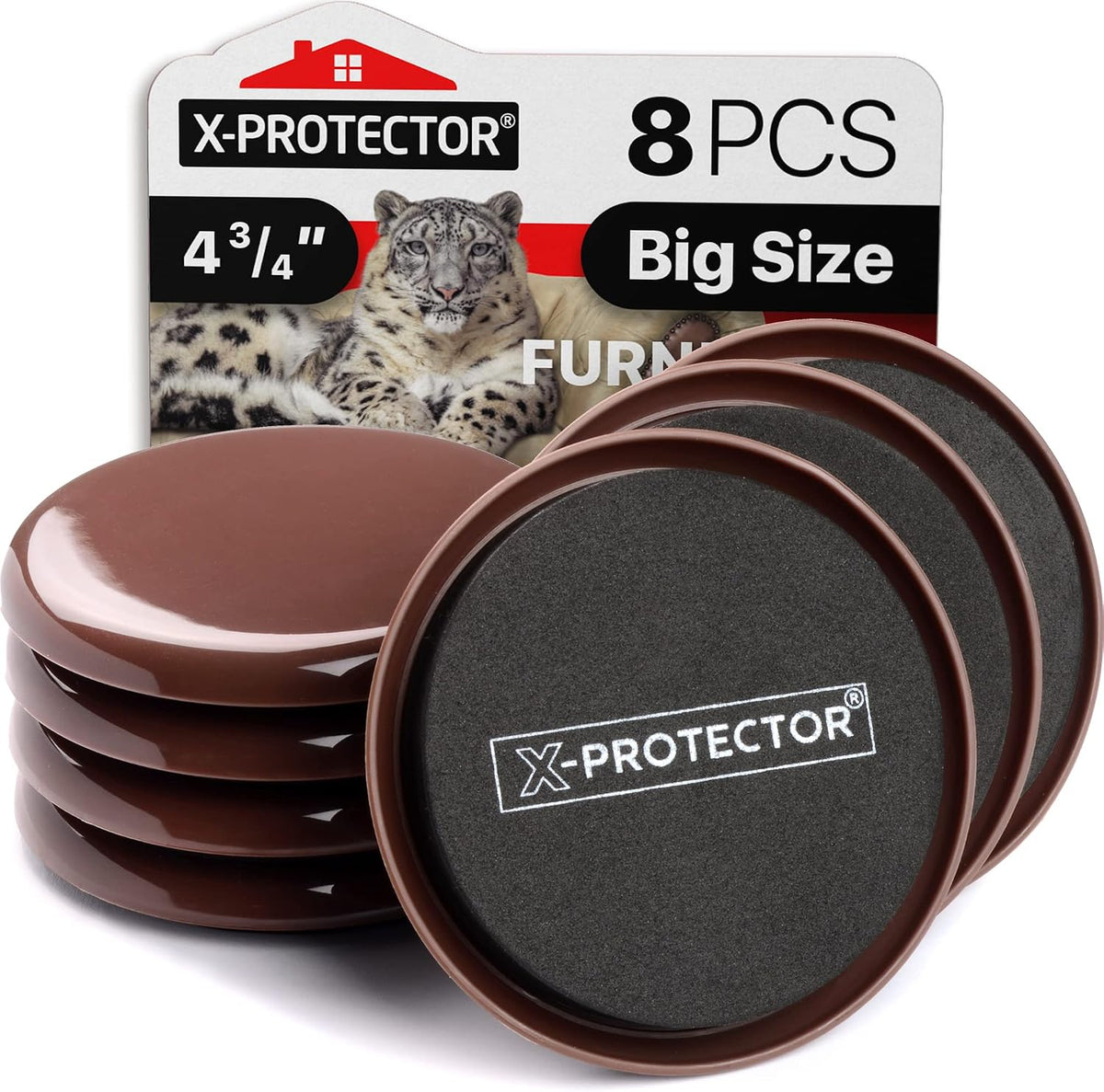 Furniture Sliders for Carpet X-PROTECTOR - 8 PCS Heavy Moving Pads 4 3/4"