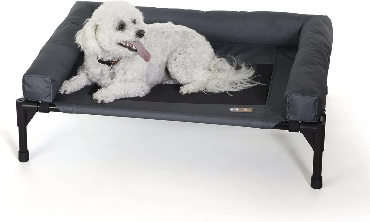 K&H Bolster Dog Cot Cooling Indoor/Outdoor Dog Bed, Charcoal 32" X 25"
