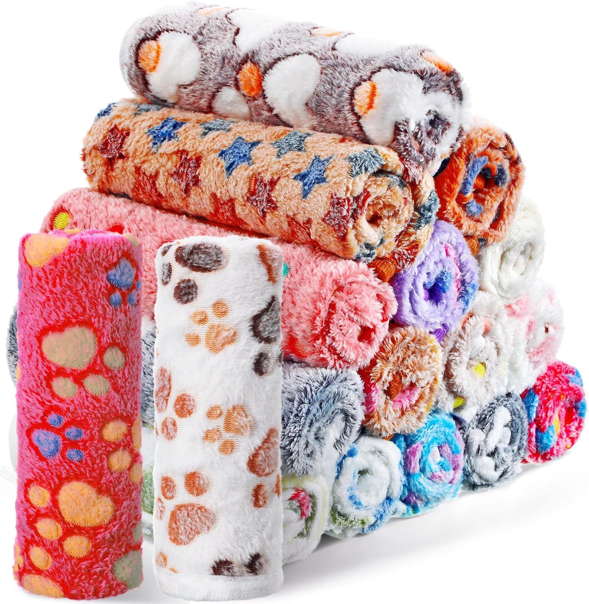 Chumia 18 Pcs Fleece Puppy Blanket for Dog Cat, 30 X 20 Inch, Sweet