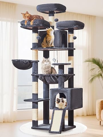 Heybly Cat Tree for Large Cats, 20Lbs Heavy Duty, 60 Inches XXL HCT050G