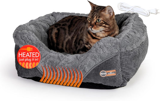 K&H Heated Cat Bed, Thermo-Pet Lounge Sleeper Indoor, Safety Listed, Small