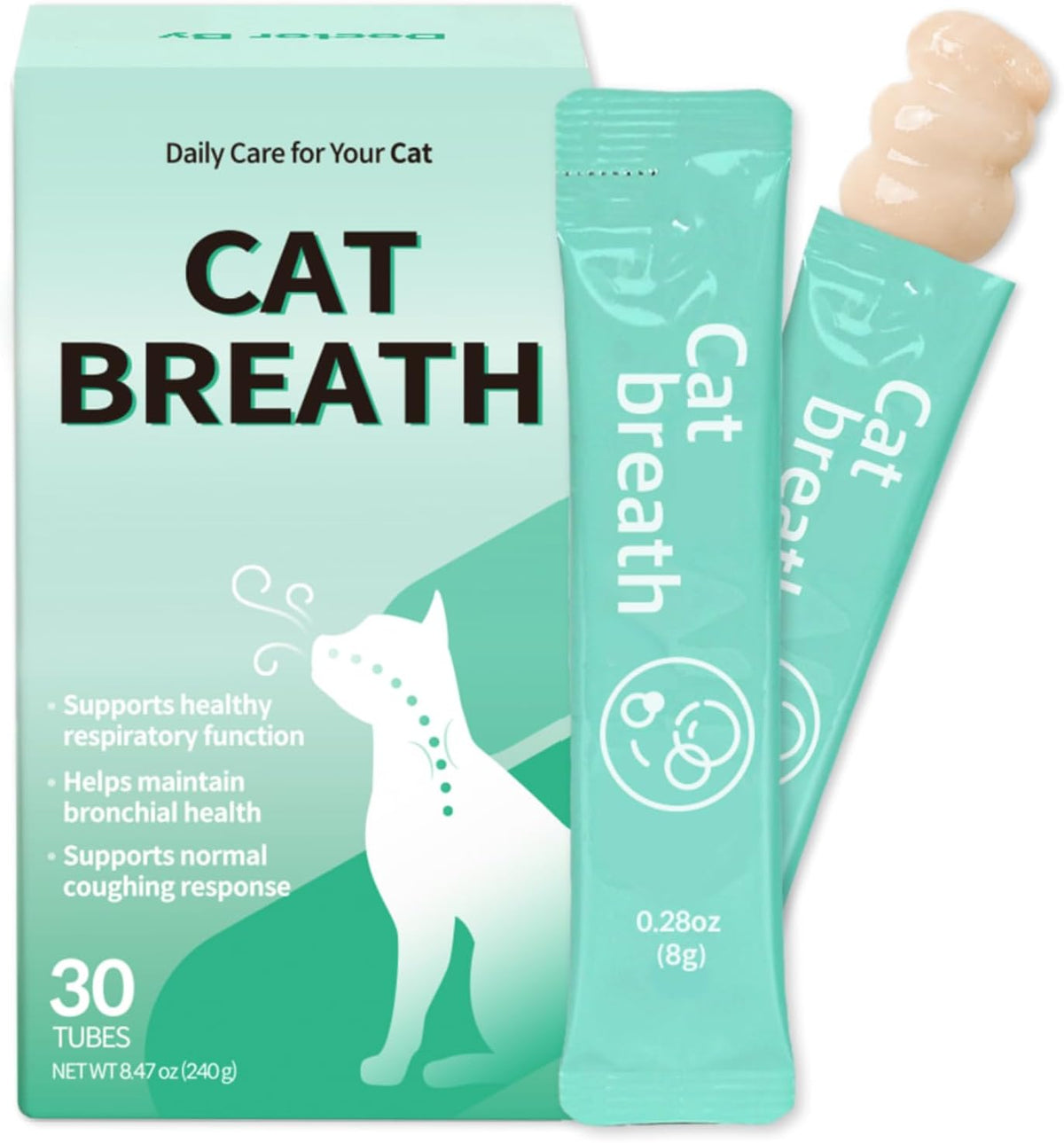 Doctor by Cat Breath Bronchial Supplements Cat Sneezing Treatment Asthma Cold Cough Nose Relief Respiratory&Immune Support with TF-343-30 Lickable Formula Individually Packaged, Chicken (1 Pack)