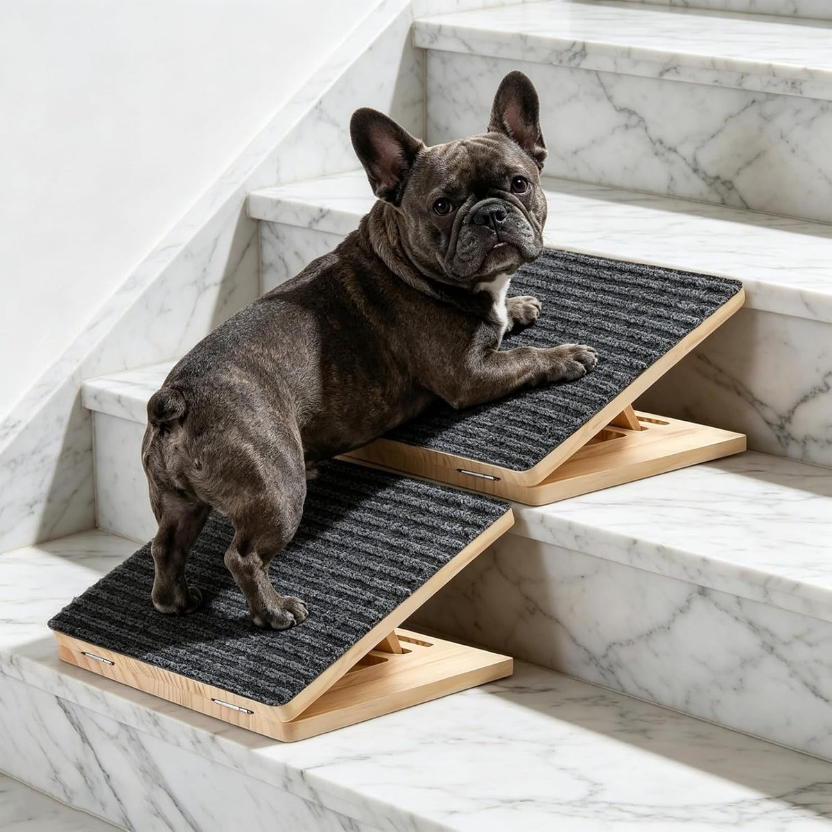 2 Pack Adjustable Foldable Portable Non-Slip Dog Stair Ramps for Stairs