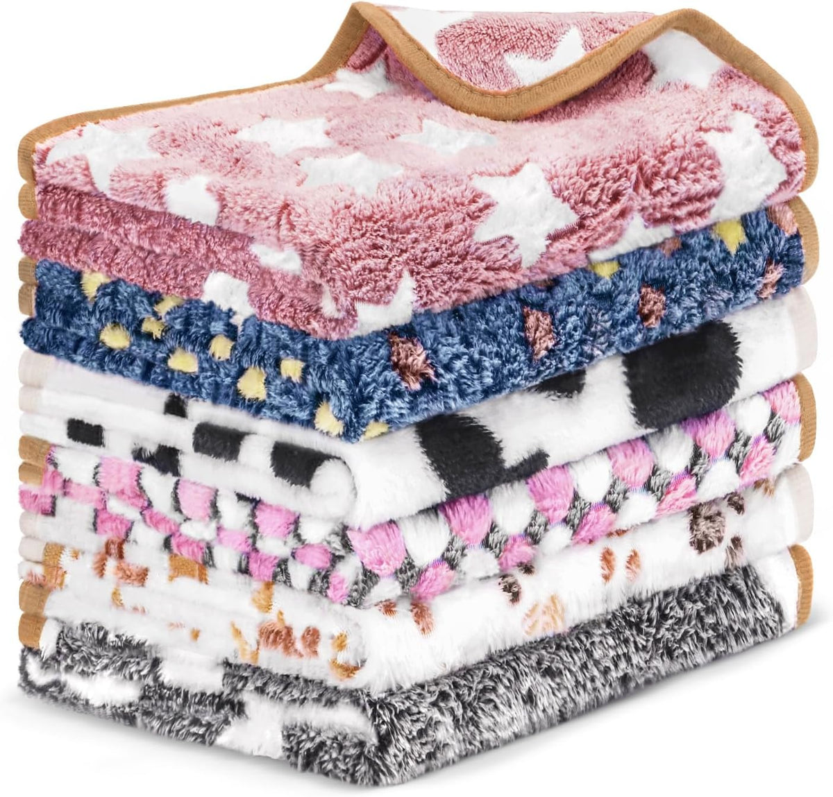 6 Pcs Dog Blanket Super Soft Pet Puppy Blankets Calming Blanket for Small, Medium Dogs Warm Sleep Mat Flannel Blanket for Dogs Puppy Cat (24"×16")