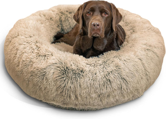 Best Friends by Sheri Original Calming Donut Dog Bed, Taupe, Large, 36"
