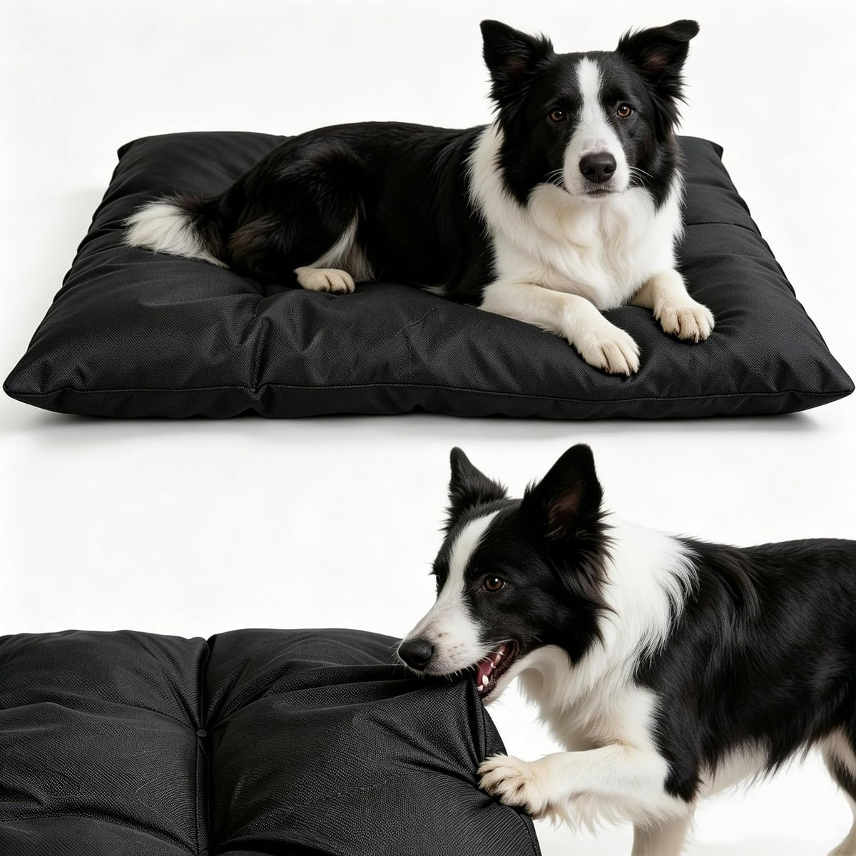 Indestructible Chew Proof Dog Bed for Crate, Chew Proof Dog Bed with Reinforced Corners, Washable Dogs Crate Pad for Aggressive Chewers, Tough Pet Mats for Medium Dogs, Black, 35" X 22"