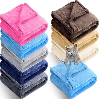 8 Pieces Pet Blanket Soft Fleece Warm Sleep Mat for Dogs Cats Reversible Washable Blanket Fluffy Cute Pet Supplies for Small Medium Large Puppy Kitten, 19.7X 27.6 Inches, 8 Colors
