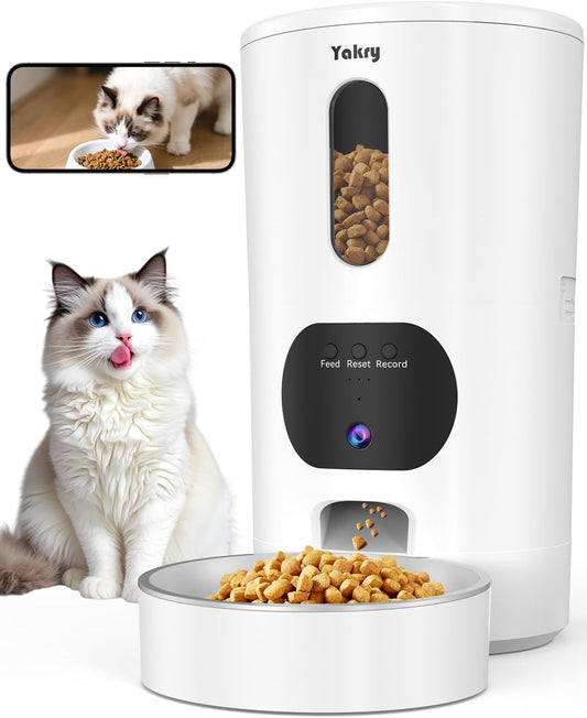 Yakry Automatic Cat Feeder with Camera - HD 1080P Video with Night Vision