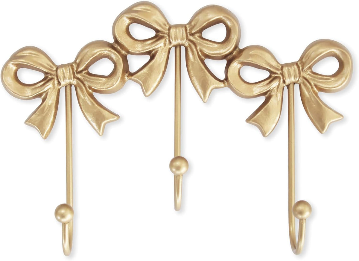 Small Gold Bow Wall Hook,Gold Cast Iron Hook,Size:8.27X5.59 Inches