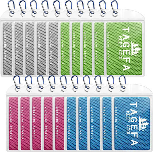 Cooling Towels 20 Pack, 40"X 12" Cooling Rags Neck Wraps for Sports with Carrying Pouch, Gym Cooling Neck Towels for Hor Weather, Sweat, Fitness, Travel