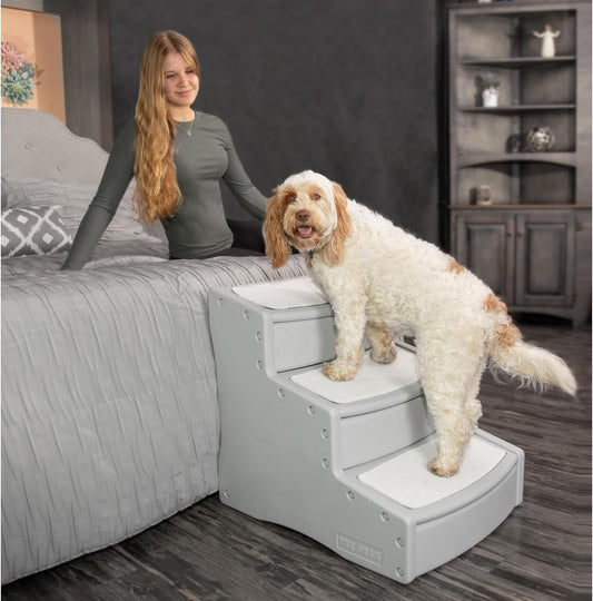 Pet Gear Easy Step III Extra Wide Pet Stairs, Fog