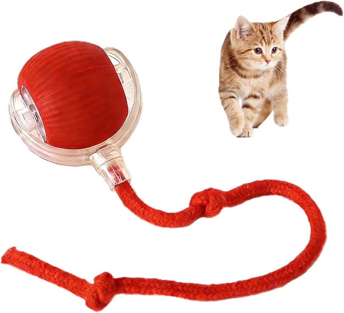 Interactive Cat Toy Rolling Ball with Tail, Motion Activated Indoor Cats