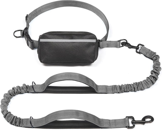 Iyoshop Hands Free Dog Leash with Zipper Pouch, Large, 25-120 Lbs, Black