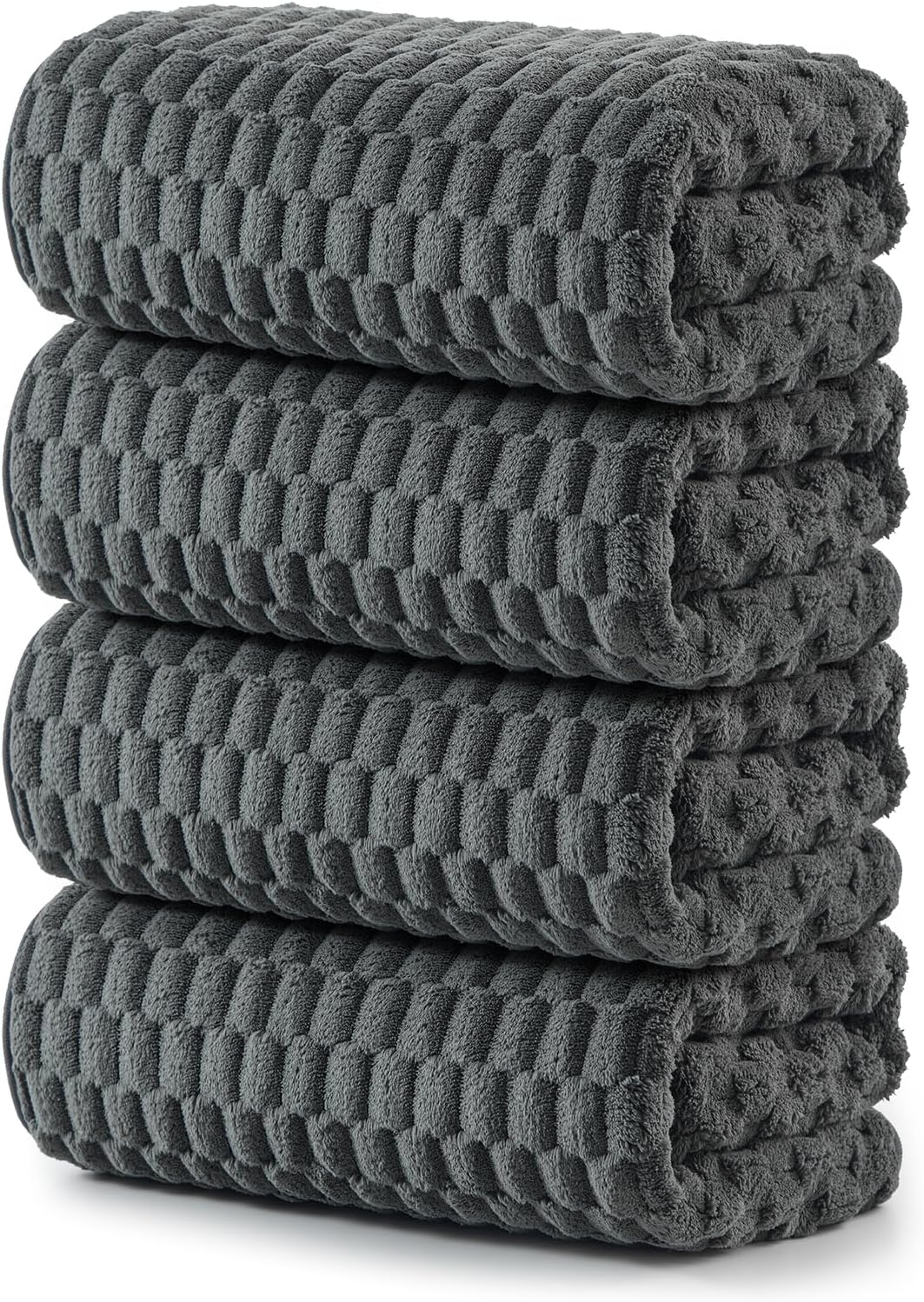 REDKISS 4 Pack Charcoal Gray Bath Towels for Bathroom, Ultra Soft, 27"X55"
