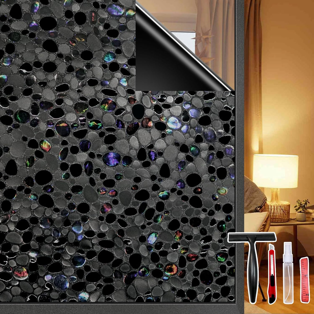 JAYONG Total Blackout Window Privacy Film with Tools, 17.5'' X 78.7''